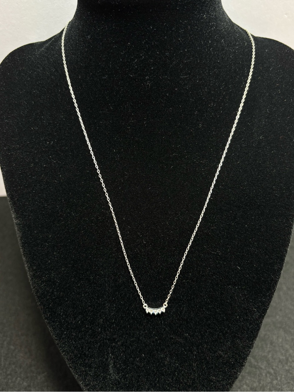 Dainty Sterling Silver Cubic Zirconia Bar Necklace